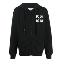 Men's Off-White FW22 Arrow Logo Printing Hooded Jacket Version Black OMBE013C99FLE0051001