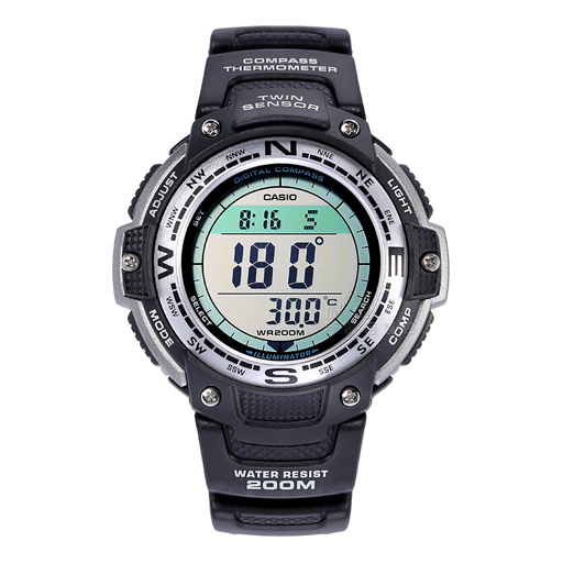 Men's CASIO PROTREK Series Waterproof Quartz Led Lighting Numeric Scale Luminous Pointer 37mm Resin Strap Watch Mens SGW-100-1V