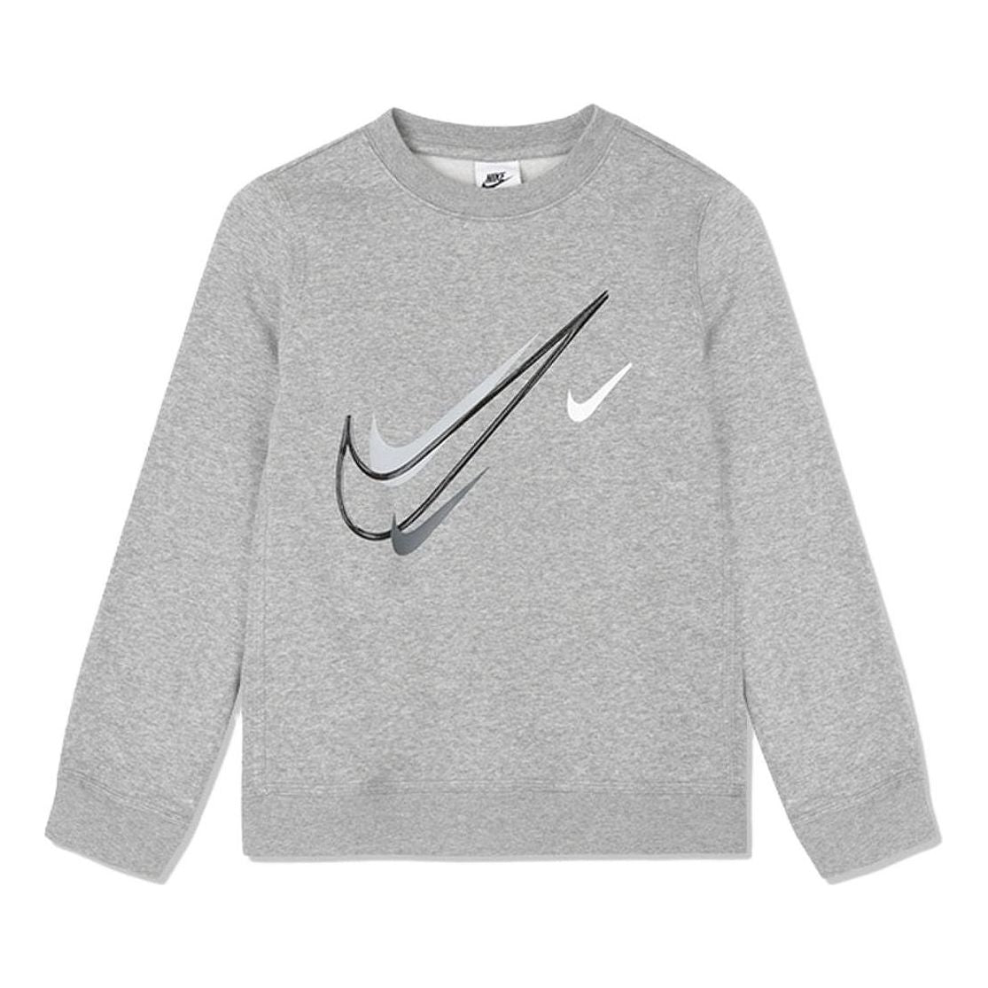 (GS) Nike Sportswear Swoosh Logo Fleece Sweatshirt 'Dark Grey' DX2296-063
