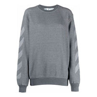 (WMNS) Off-White Logo Geometry Pattern Round Neck Pullover Hoodie Loose Fit Gray OWBA046F21JER0020909