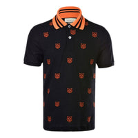 Men's Gucci SS21 Tiger Head Embroidered Stripe Short Sleeve Black Polo Shirt 475118-X5T75-4437