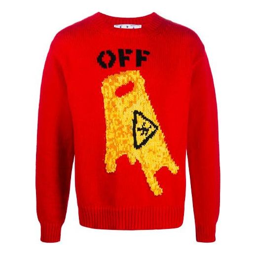 Men's Off-White Round Neck Skeleton Red OMHE054F20KNI0022518