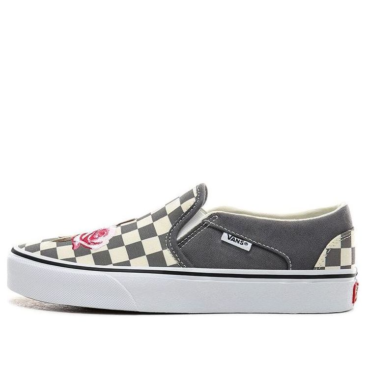 (WMNS) Vans slip-on Skate shoes Checkered Rose 'Grey White' VN0A45JMXNV