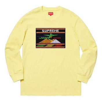 Supreme SS19 Needlepoint Patch LS Top PaleYellow SUP-SS19-333