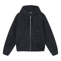 Men's Stussy FW21 Washed Hooded Jacket Black 115621
