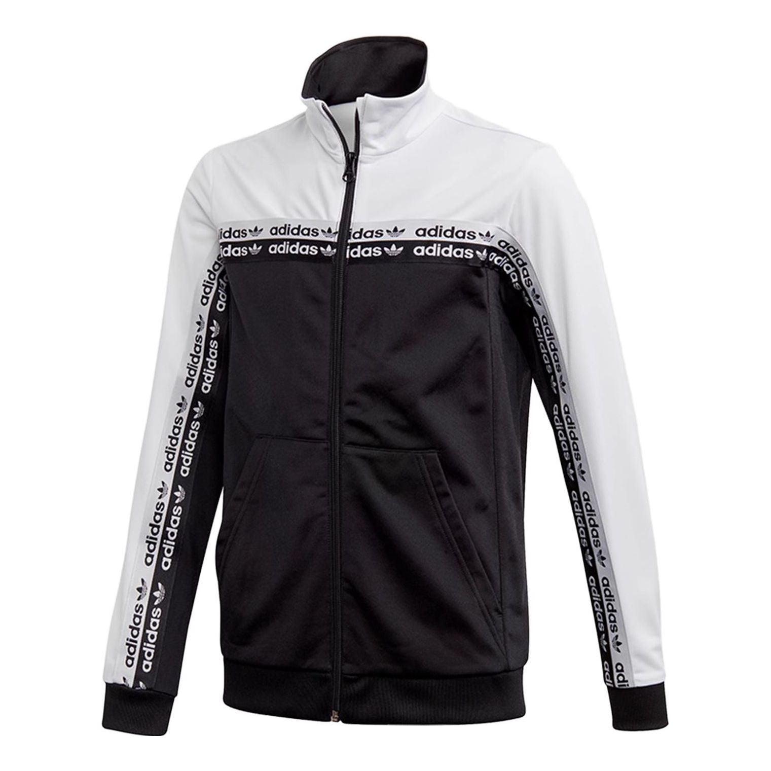 (GS) adidas MEDIUM Track Jacket 'Black White' FM4393