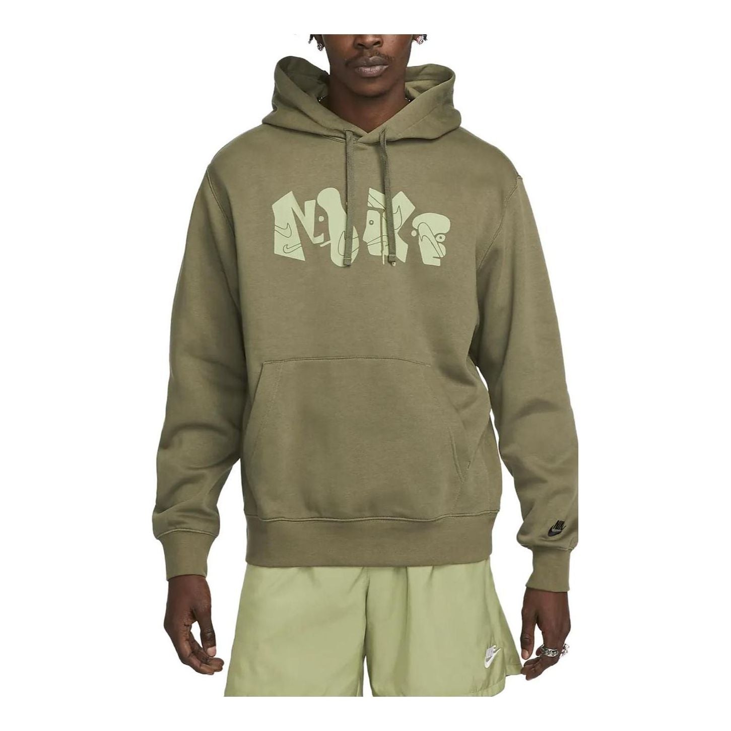 Nike Club Fleece+ Graphic Pullover Hoodie 'Medium Olive' DQ4653-222