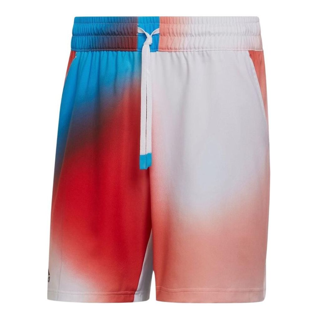 Men's adidas Tie Dye Colorblock Drawstring Sports Straight Casual Shorts White H61965