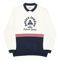 PALACE Sportif Crew White/Navy White Long Sleeves P18FW192