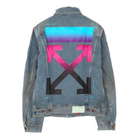 Off-White Vintage Printed Gradient Arrow Distress Denim Jacket Blue OMYE005F181660057388