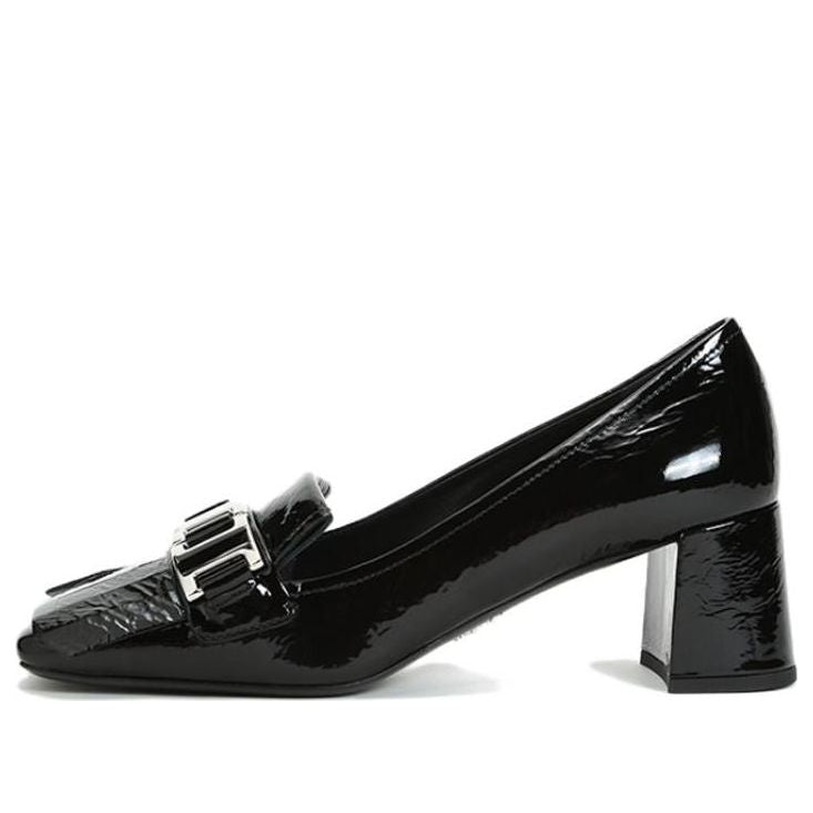 (WMNS) PRADA Logo Plaque Heeled Loafers 'Black' 1D319M_H27_F0002_F_055