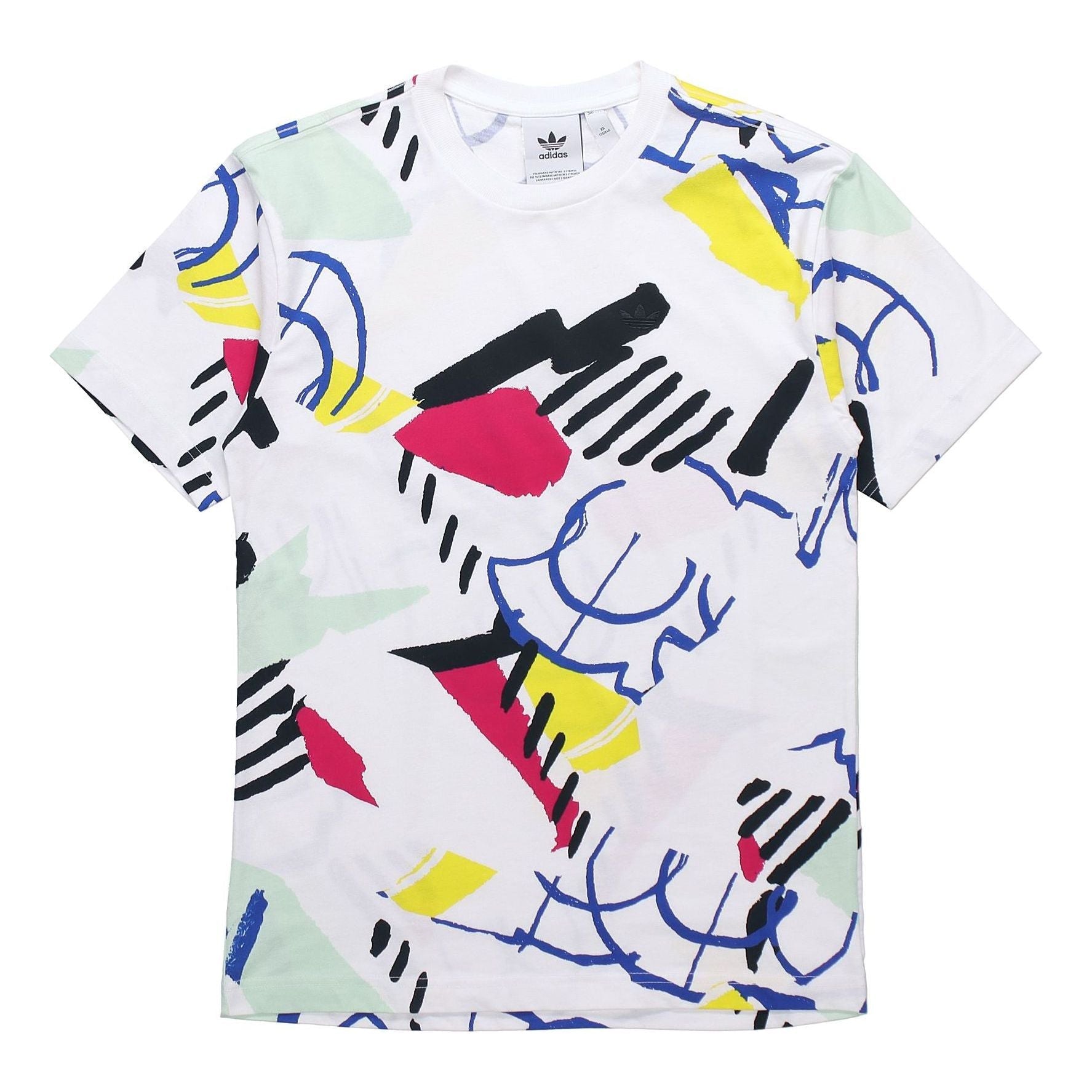 adidas originals Cozy Sports Printing Round Neck Short Sleeve White FM1550