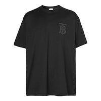 Men's Burberry Logo Printing Cotton Loose Short Sleeve Black 80318691