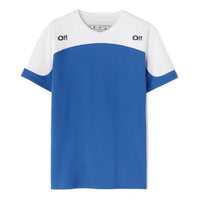 Off-White logo-print Colour Block T-shirt 'Blue White' OMVA037F22FAB0014507