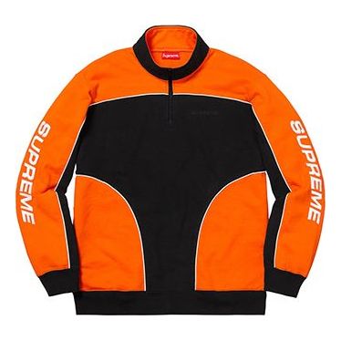 Supreme FW18 Speedway Half Zip Sweatshirt Black/Orange SUP-FW18-127