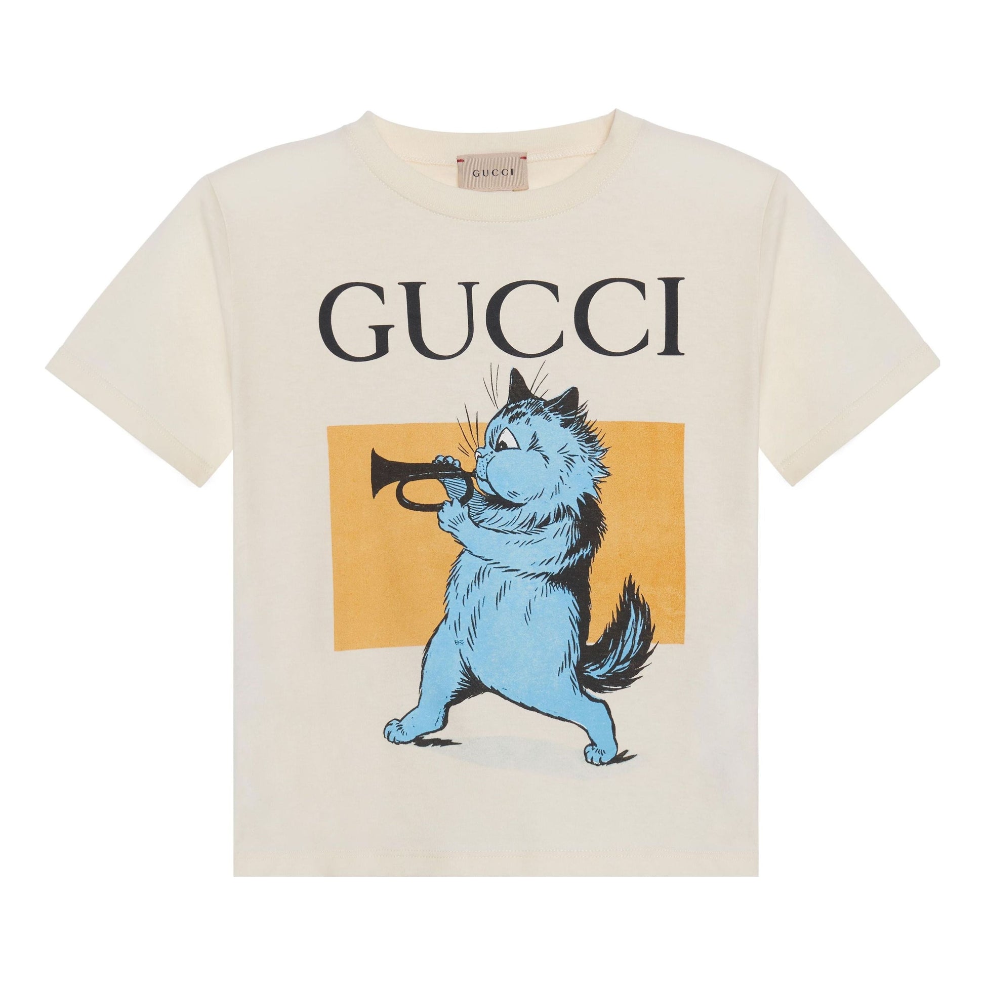 (PS) Gucci Cotton Web Cat Print T-Shirt 'Ivory' 575114-XJEZP-9756