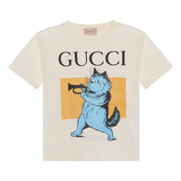 (PS) Gucci Cotton Web Cat Print T-Shirt 'Ivory' 575114-XJEZP-9756