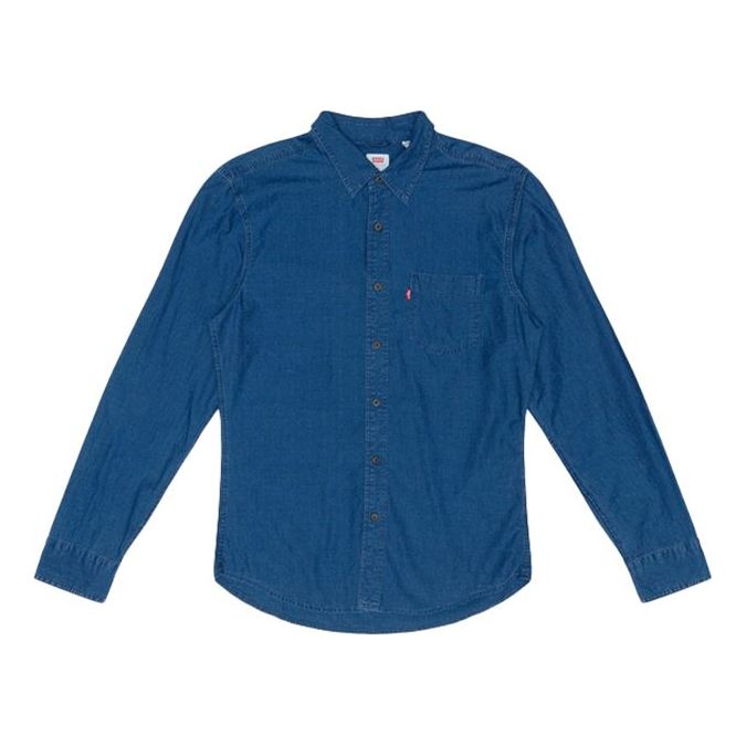 Men's Levis Solid Color Long Sleeves Shirt Blue 86619-0006