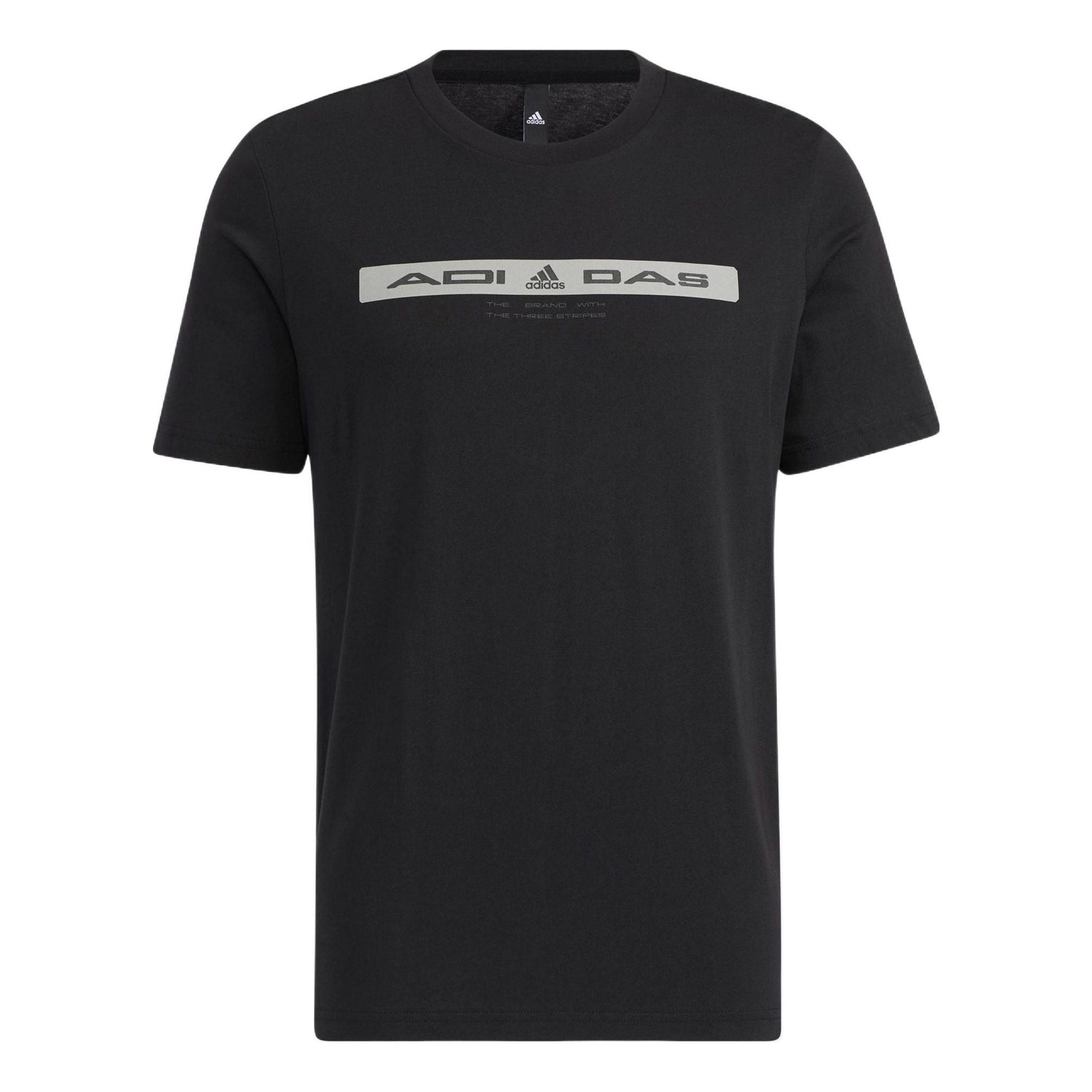 adidas Alphabet Pattern Printing Round Neck Short Sleeve Black HE9944