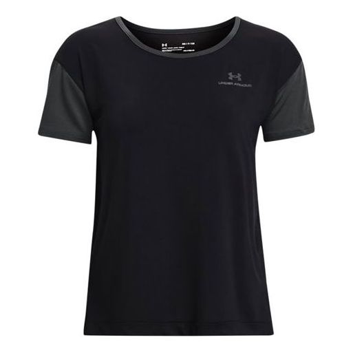 (WMNS) Under Armour Rush Energy Casual Training Sports Short Sleeve Black 1365735-001