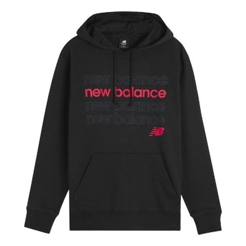 New Balance Men's New Balance logo Printing Drawstring hooded Long Sleeves Black AMT01916