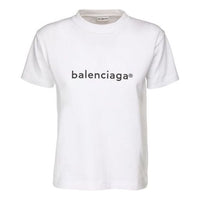 Balenciaga SS21 Casual Alphabet Logo Printing Large Short Sleeve White 612965TIV549040