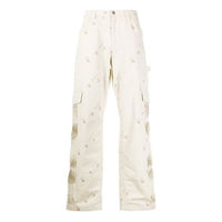 Men's Off-White Geometry Pattern Buckle Casual Long Pants/Trousers Loose Fit White OMCA156F20FAB0010310