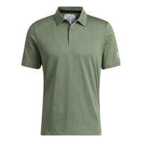 Men's adidas Solid Color Logo Golf Sports Short Sleeve Green Polo Shirt HP1919