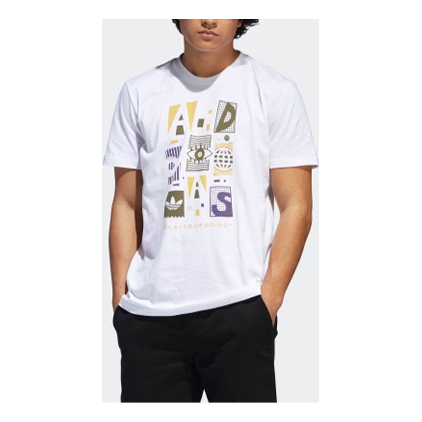 adidas originals Nehalem Tee Printing Alphabet Short Sleeve White DU8387
