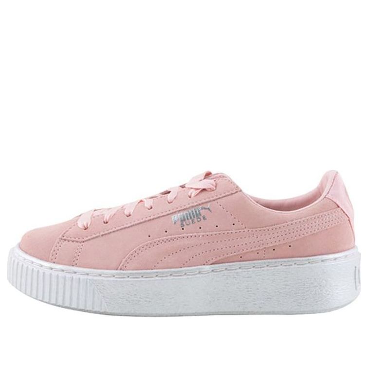 (WMNS) PUMA Suede Platform Satin Pink/White 366106-02