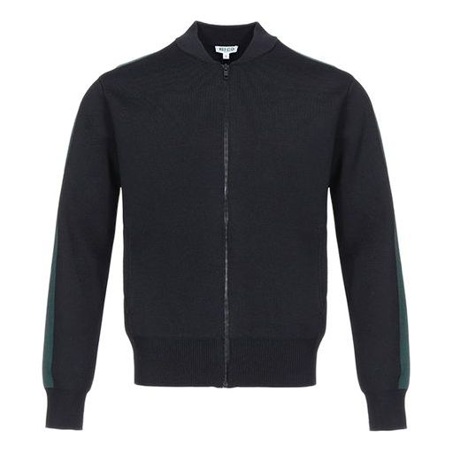 Men's KENZO Colorblock Knit Jacket Black Dark Green F965BL8053BF-99