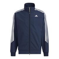 Men's adidas Logo Stripe Long Sleeves Jacket Blue HC9952