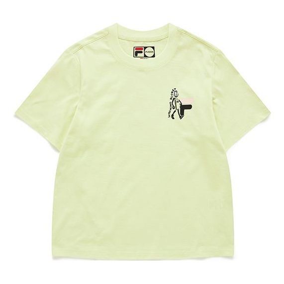 FILA FUSION Funny Printing Loose Sports Knit Short Sleeve Yellow T11W125111F-YE