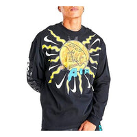 Nike Mock Element logo Printing Round Neck Long Sleeves Black DC2721-010
