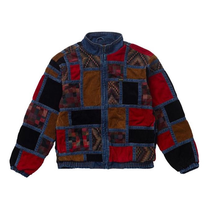 Supreme FW18 Corduroy Patchwork Denim Jacket Washed Blue SUP-FW18-907