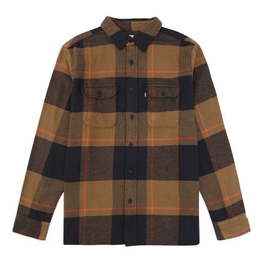 Men's Levis Pocket Plaid Long Sleeves Shirt Colorblock 19587-0137