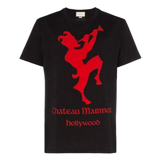 Gucci Back Flowers Printing Short Sleeve Unisex Black T-Shirt 493117-XJALD-1206