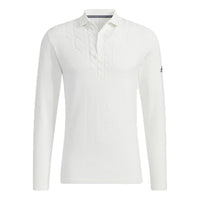 adidas Golf Solid Color Breathable Sports Long Sleeves Polo Shirt White GT3657