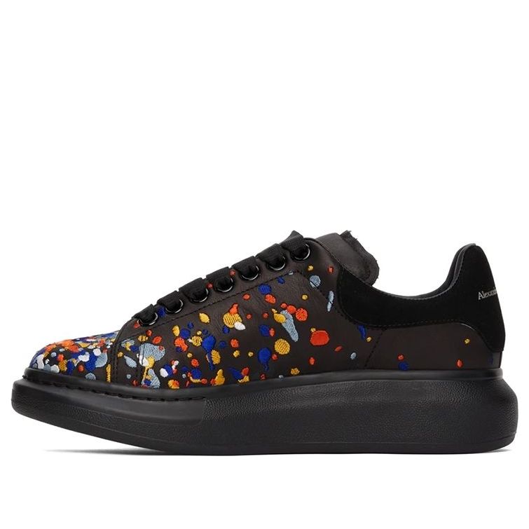 Alexander McQueen Oversized Paint-Embroidery Sneakers 'Black Multicolor' 662649WHZP31049