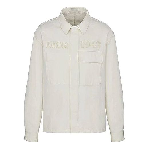 DIOR 1947 Alphabet Logo Embroidered Shirt Jacket For Men White 013D488C240X-C081