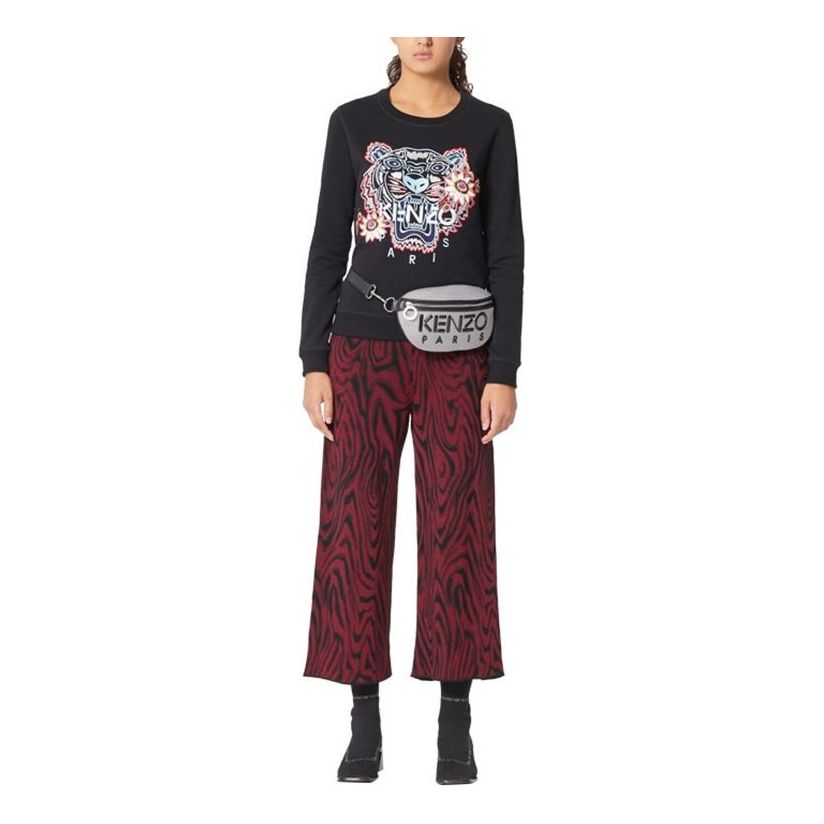 KENZO Multi-Color Embroidered Tiger Head Round Neck Long Sleeves Black F962SW7124XO-99