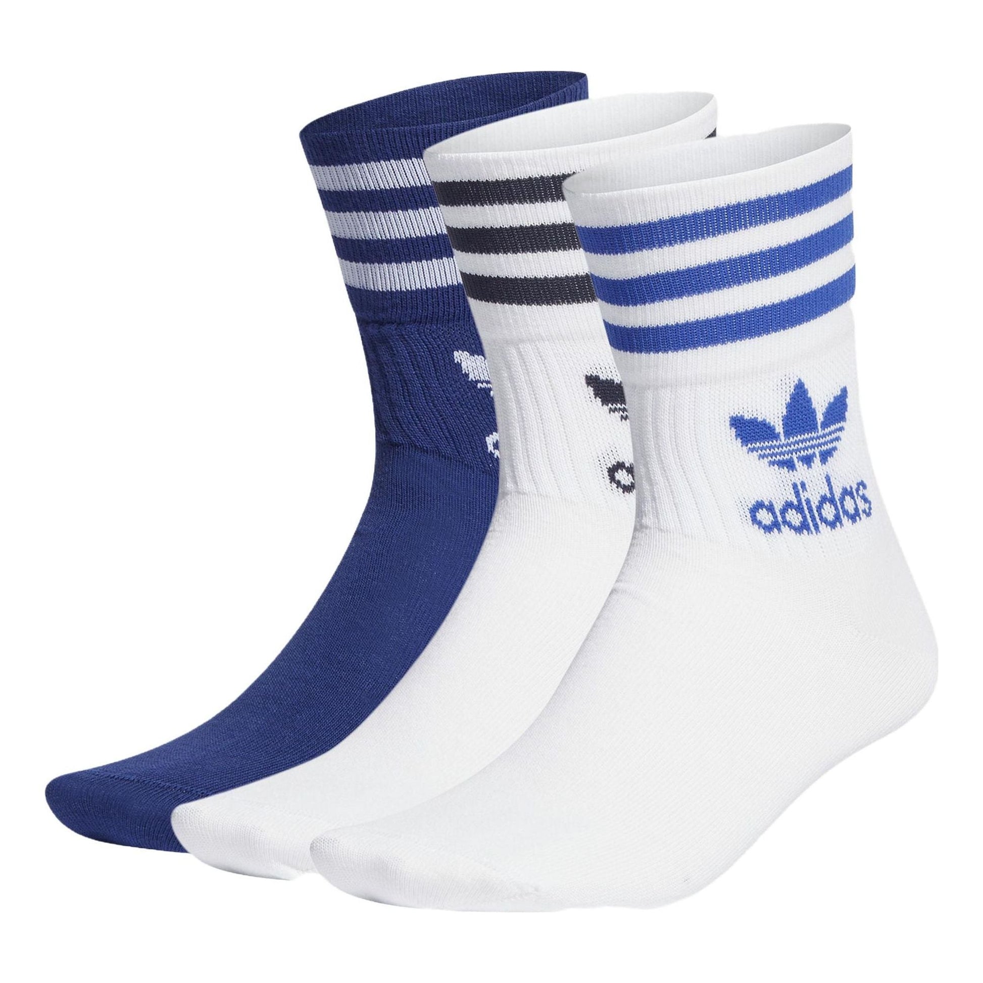 adidas Mid-Cut Crew Socks - 3 Pairs 'White Blue' IB9387