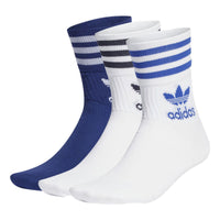 adidas Mid-Cut Crew Socks - 3 Pairs 'White Blue' IB9387