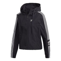 (WMNS) adidas originals Striped Print Sports Hooded Jacket Black FU1731