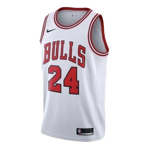 Men's Nike SW Fan Edition Chicago Bulls Markkanen No. 24 Sports Basketball Jersey/Vest Jersey White 864407-103