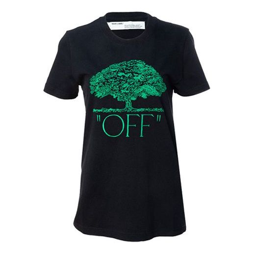 (WMNS) Off-White Cotton Short Sleeve Black OWAA049F19B070681040