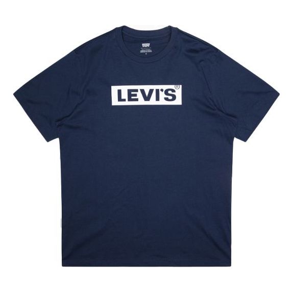 Men's Levis BOX Logo Short Sleeve Navy Blue 85785-0010