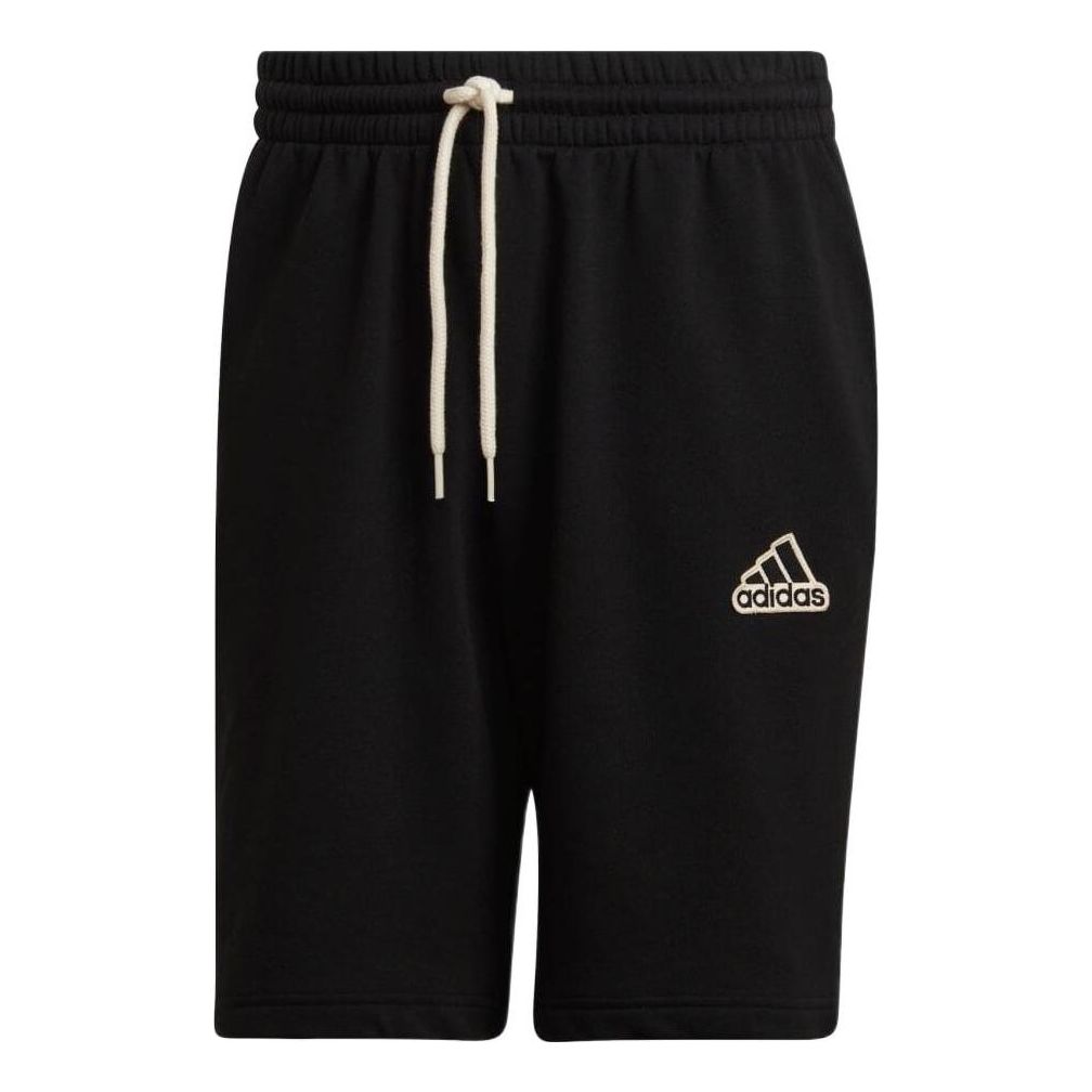 Men's adidas Solid Color Logo Printing Straight Casual Shorts Japanese Version Black HE1815
