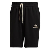 Men's adidas Solid Color Logo Printing Straight Casual Shorts Japanese Version Black HE1815