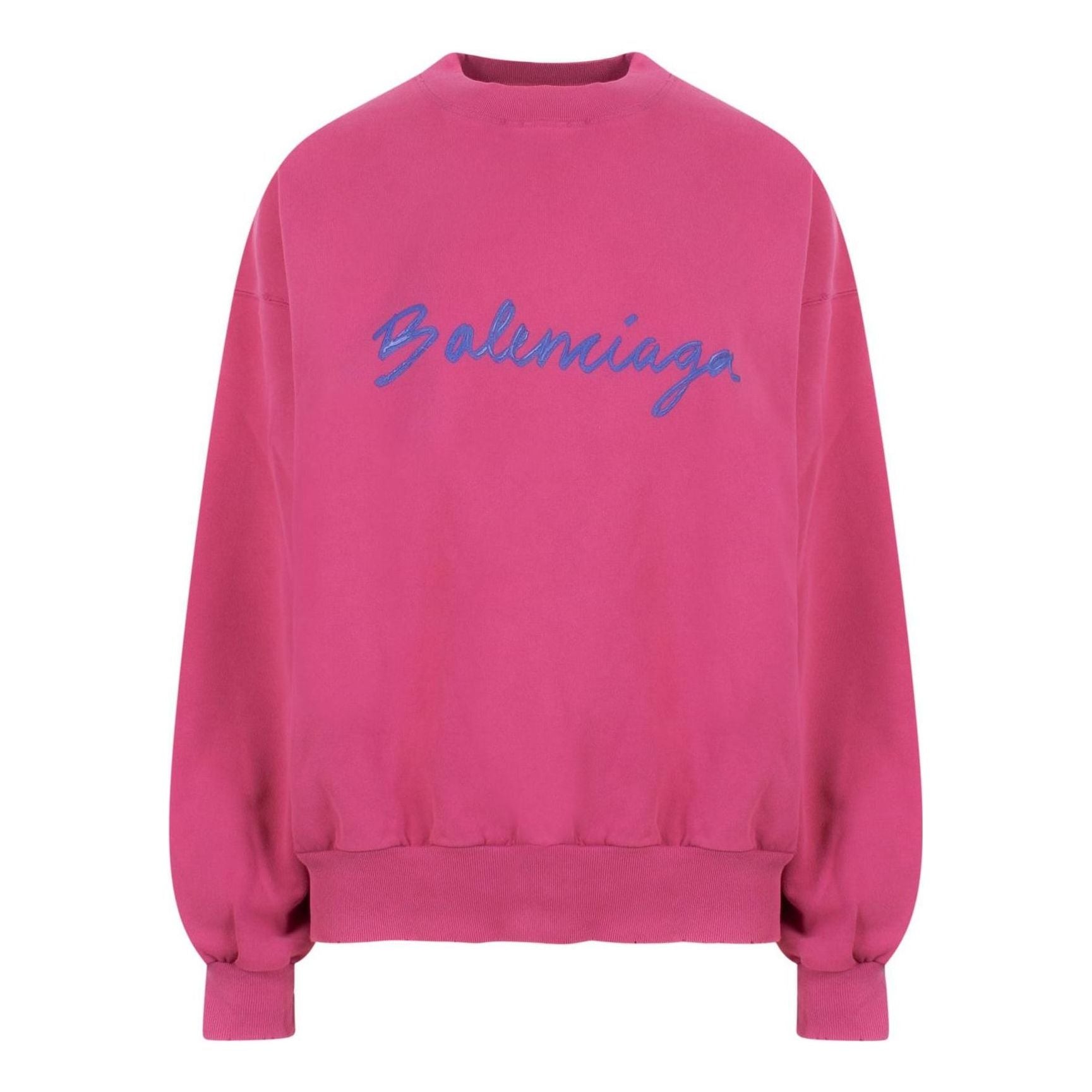 (WMNS) Balenciaga Script Logo Crewneck Sweatshirt 'Dark Fuchsia' 697869TMVB50507